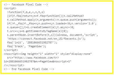 Exemplo de Código do Pixel do Facebook